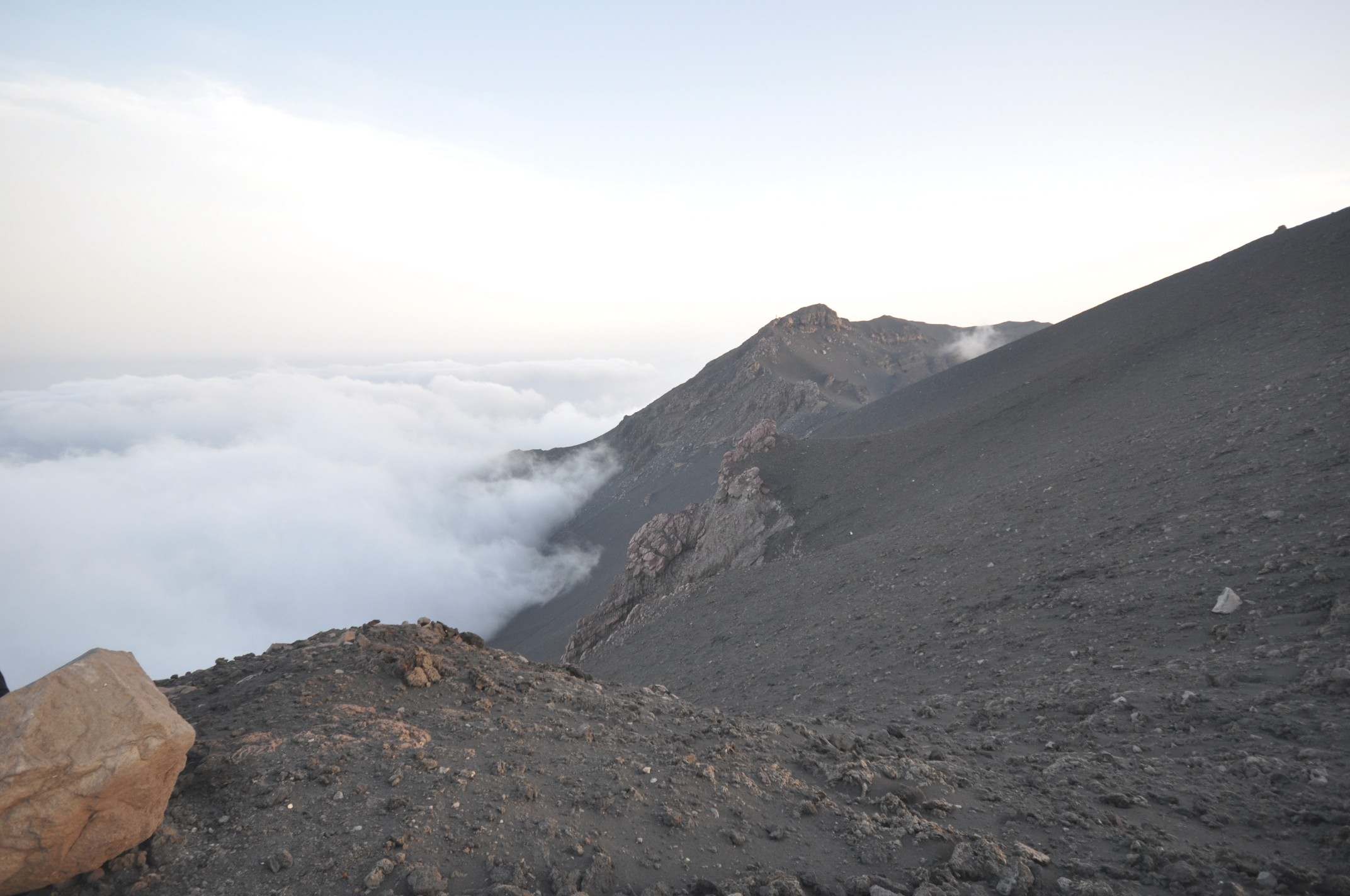 Clouds creeping up Stromboli's peak