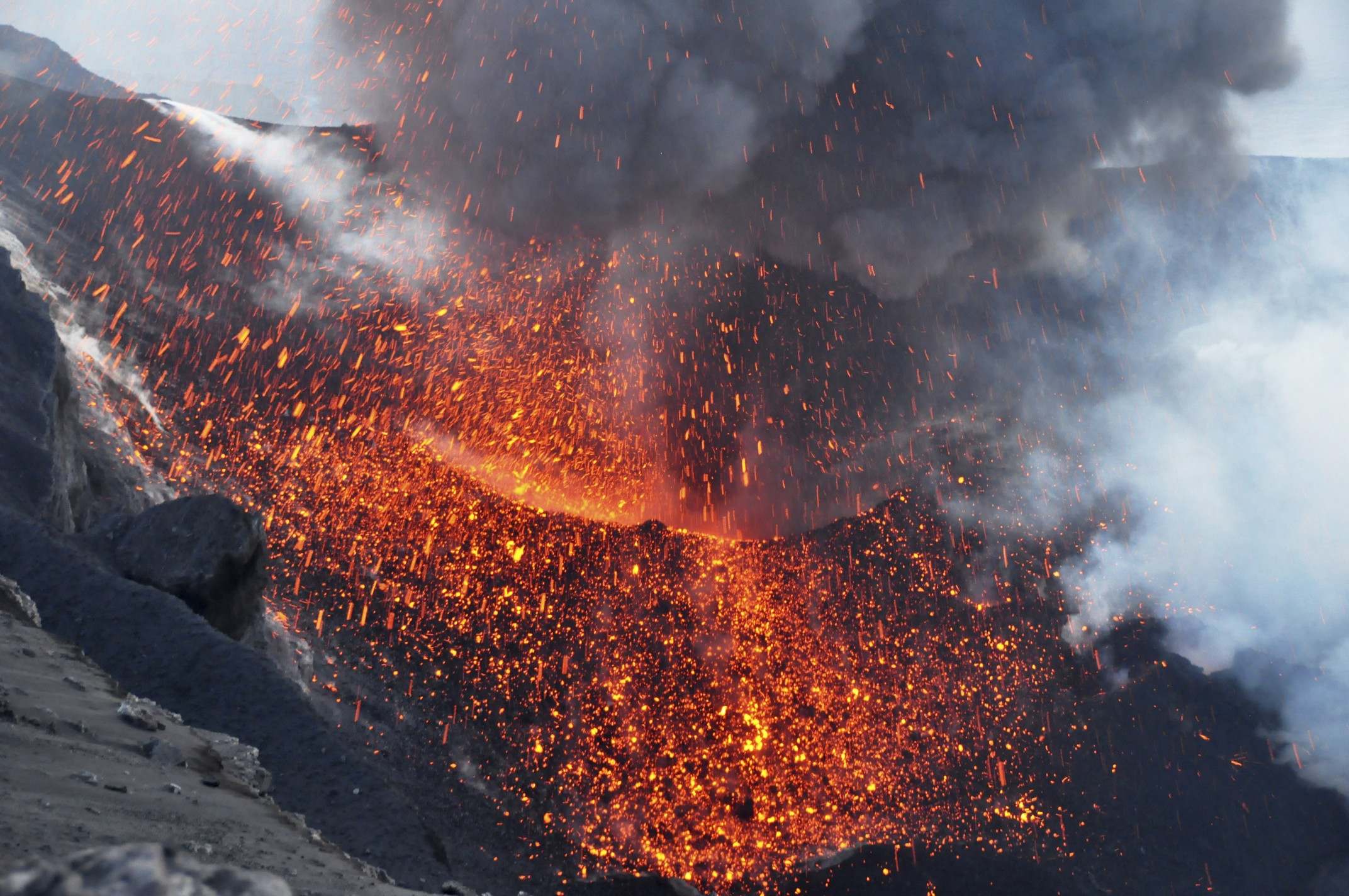 An eruption from the caldera