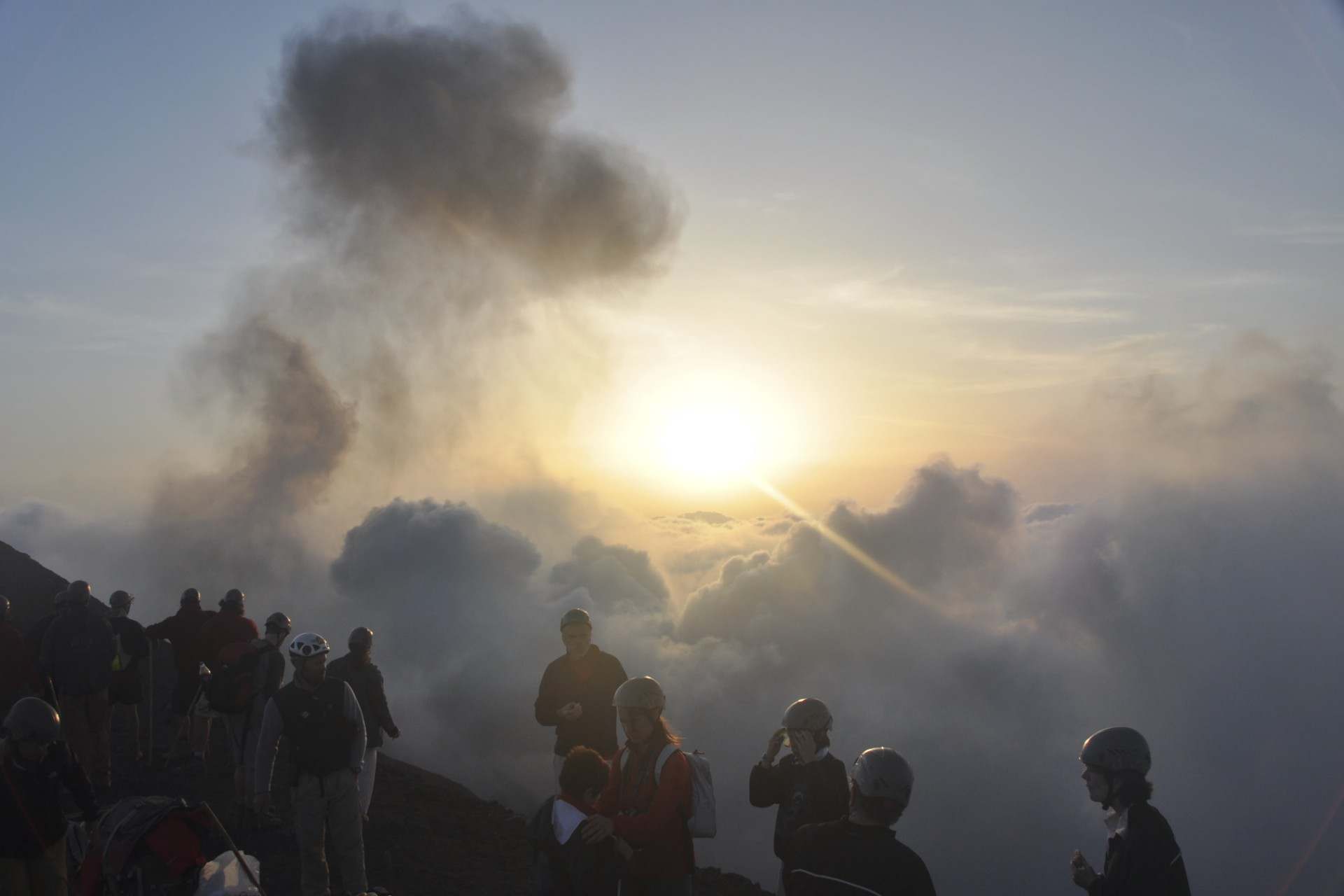 Sunset while climbing on Stromboli