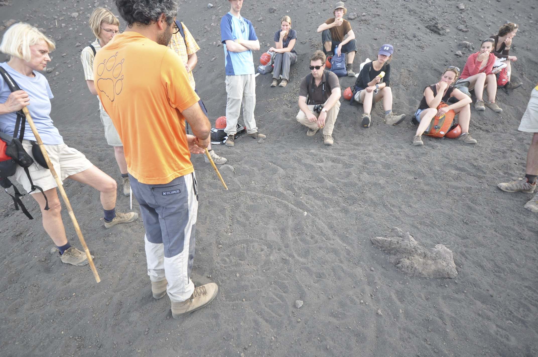 Stopping for a rest during the climb up to Stromboli's summit