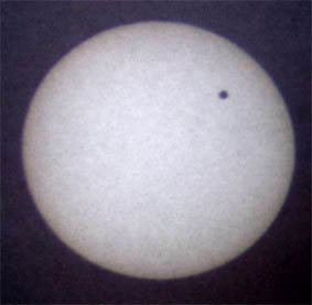 A photograph of the Transit of venus projection