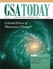 The cover of Geophysical Society of America magazine with a galaxy on it